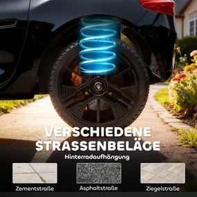 AIYAPLAY Maserati Elektryczny samochód dla dzieci, 2-miejscowy, zasilanie 12V, pilot, światła LED, funkcja muzyki, Czarny