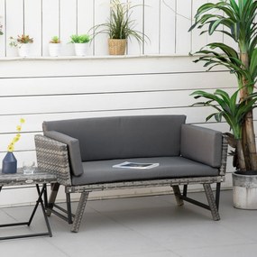 2-osobowa sofa ogrodowa Outsunny ze składanymi podłokietnikami, szara 129 x 63 x 67 cm