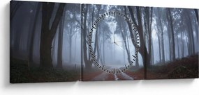 Obraz - W deszczowy dzień (z zegarem) (90x30 cm)