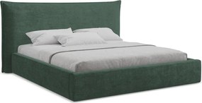 Zielone tapicerowane łóżko dwuosobowe ze schowkiem ze stelażem 160x200 cm Esala – Makamii