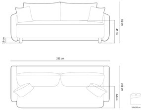 Szara rozkładana sofa ze schowkiem 231 cm Elen – Micadoni