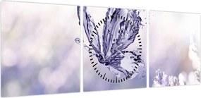 Obraz - Motyl i lawenda (z zegarem) (90x30 cm)