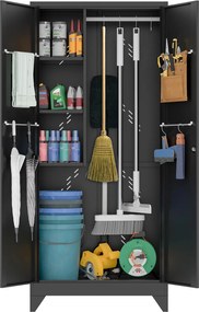 Metalowa szafa wielofunkcyjna, 1930 x 860 x 420 mm, czarny