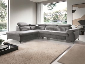 Masseno Narożnik FIORE z funkcją spania i pojemnikiem na pościel Narozniki L, Rozkładana sofa - Szary, MONOLITH 85