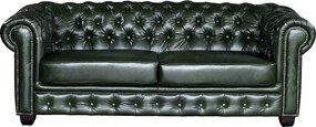 Komplet wypoczynkowy typu chesterfield 3+2+1 BRENTON 100% skóry bawolej - Kolor: zieleń cesarska