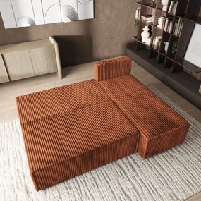 Masseno Narożnik BRISO z funkcją spania i pojemnikiem na pościel Narozniki L, Rozkładana sofa - Brązowy, TILIA 52
