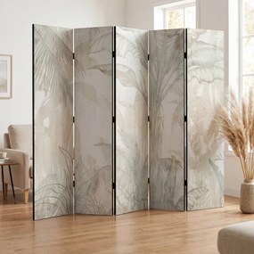 Parawan pokojowy 5-częściowy 225x172 Dwustronny dekoracyjny boho elegancki Beżowy Tropikalny Szkicownik