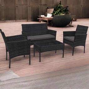 Zestaw mebli ogrodowych - sofa fotele i stolik Natal 010 czarny