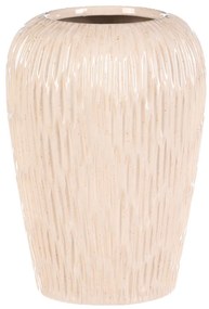 Waza ceramiczna zaokrąglona, biała-beżowa, 17 x 17x 25 cm, 25 cm
