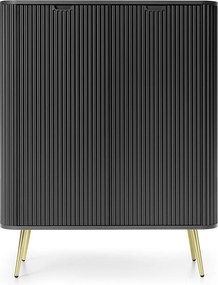 Komoda czarna, nogi: złote, 103 x 129 x 39 cm