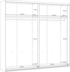 Szafa przesuwna 220 cm Savona 92411, dąb antyczny/beżowy połysk