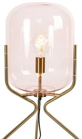 Lampa podłogowa art deco mosiądz różowe szkło - Bliss ArtDeco Oswietlenie wewnetrzne