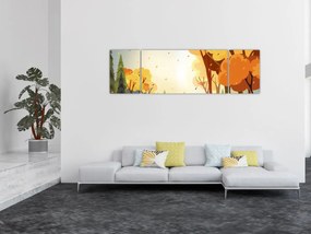 Obraz - Jesienny krajobraz, ilustracja (170x50 cm)