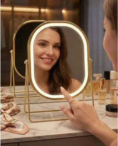 Lusterko Do Makijażu PREMIUM Kosmetyczne POŁYSK Metalowe PODŚWIETLANE LED