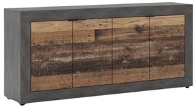 Komoda Czterodrzwiowa BLAGO 180 cm Ciemny Dąb/Czarny Loft