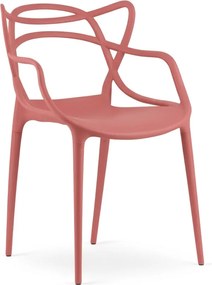 Zestaw 4 szt. plastikowych krzeseł KATO, koralowy
