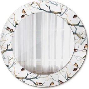 Lustro z nadrukiem dekoracyjne okrągłe Wróbelki ptaki gałęzie