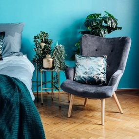Fotel tapicerowany MOSS VELVET szary HOMLA