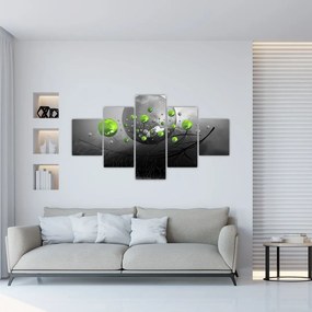 Obraz zielonych abstrakcyjnych kul (125x70 cm)