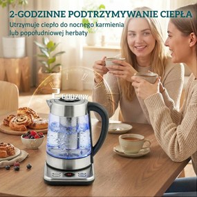 HOMCOM Elektryczny czajnik, 1,7L, szybkie gotowanie, 2200W, z termostatem Strix, sitkiem do herbaty, funkcją utrzymania ciepła | Aosom PL