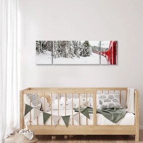 Obraz - Pociąg w zaśnieżonym krajobrazie (170x50 cm)
