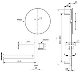 Lustro z półką/z wieszakiem ścienne ø 33 cm ALU+ – Ideal Standard