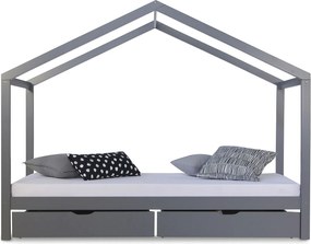 Łóżko dziecięce 90x200 cm Szare Łóżko Domek Łóżko dla dzieci Drewniane łóżko Łóżko z szufladą