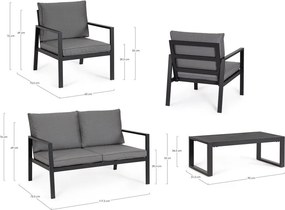 Antracytowy aluminiowy zestaw mebli ogrodowych dla 4 osób Hilde – Bizzotto