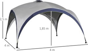 Outsunny Pawilon Imprezowy 4x4m Ochrona UV Poliester Kremowo-biały i Niebieski Stabilna Konstrukcja | Aosom PL