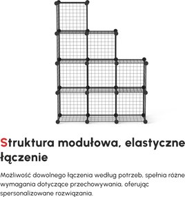 HOMCOM Półka na Buty Modułowa 9 Sześcianów Stal Czarny 35x35x35cm na Sześcian | Aosom PL