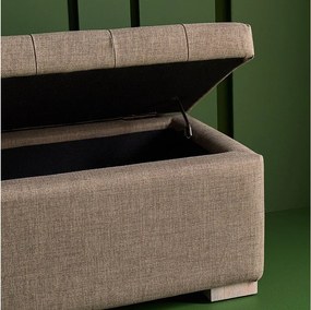 Drewniana ławka skrzyniowa z tapicerką z tkaniny Taupe Vatican