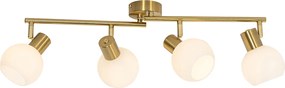Plafon art deco złoty z opalowym szkłem 4-punktowy regulowany - Anouk