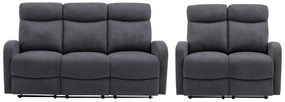 Kanapa 3+2 z funkcją relax z szarej tkaniny EVELYN