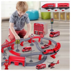 Woopie kolejka elektryczna tor samochodowy straż helikopter auta 92 el.
