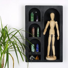 Półka ścienna z litego drewna – 26 cm x 40 cm x 6 cm – czarna