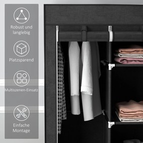 HOMCOM Szafa z tkaniny z aksamitu, szafa składana, z 3 szufladami, 125 cm x 43 cm x 162.5 cm, Czarny