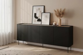 Komoda Desin 220 cm z metalowymi nogami - czarny mat / dąb nagano