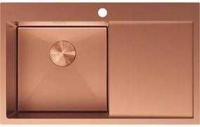 Mexen Exar zlewozmywak stalowy 1-komorowy z ociekaczem lewy 780 x 480 mm, miedź - 6433781010L-65