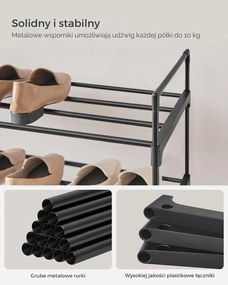 Regał na buty TORINO, 4 półki, 30x92x74cm, czarny SongmicsHome