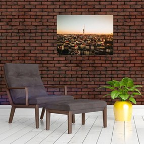 Obraz na szkle zachodu słońca nad Žižkov (70x50 cm)