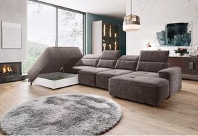 Narożnik COLOMBO XL Lewostronny z elektryczną funkcją spania pojemnikiem PALLADIUM 05 Brązowy WERSAL