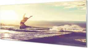 Szklany Panel Kobieta nad Jeziorem pod Chmurami