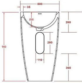 Umywalka stojąca TWZ16Odlew mineralny - Biały mat - 50 x 50 x 90 cm