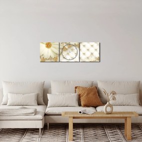 Obraz - Złoty kolaż (z zegarem) (90x30 cm)