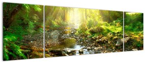 Obraz rzeki w zielonym lesie (170x50 cm)