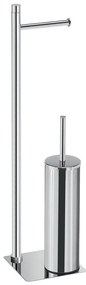 Gedy - stojąca szczotka WC z uchwytem na papier toaletowy TRILLY, chrom błyszczący