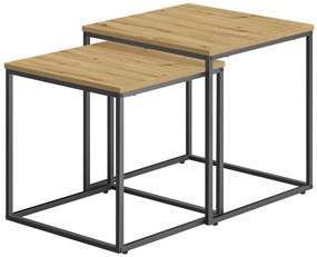 Zestaw 2 kwadratowych stolików kawowych 2w1 dąb artisan K5-T63