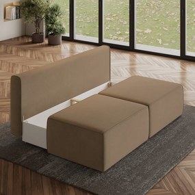 Masseno Narożnik VARNA z funkcją spania i pojemnikiem na pościel Narozniki L, Rozkładana sofa - Beżowy, MONOLITH 09