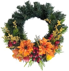 Sztuczny wieniec z Dalii i dzikiej róży, śr. 30 cm