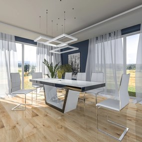 Nowoczesny stół do jadalni w połysku Senator biały / czarny